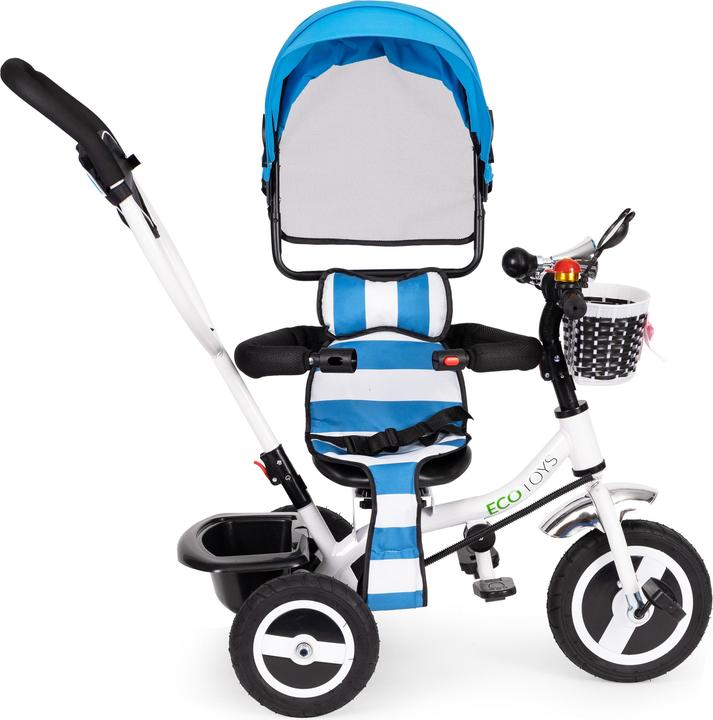 Actual product image EcoToys Tricycle with roof and guide bar blue