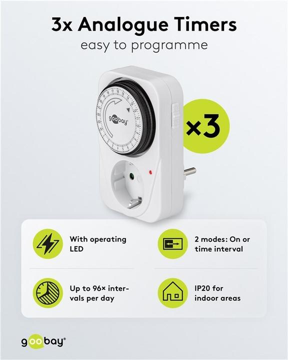 Actual product image Goobay Analog timer, 3 pieces, White