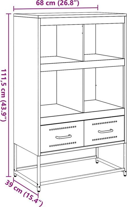 Image du produit vidaXL Buffet haut 68,5 x 39 x 111,5 cm Laminée à froid (39 x 39 x 111,5 cm)