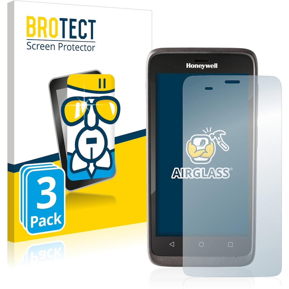 BROTECT AirGlass Panzerglasfolie (3 Stück, ScanPal EDA51), Smartphone Schutzfolie, Transparent