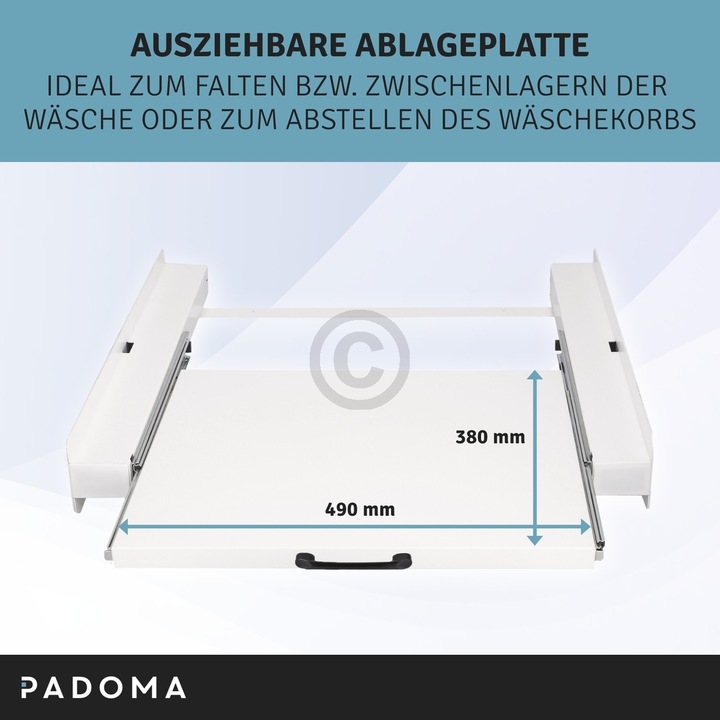 Produktbild Padoma Zwischenbaurahmen weiss mit Arbeitsplatte universal für Waschmaschine Trockner