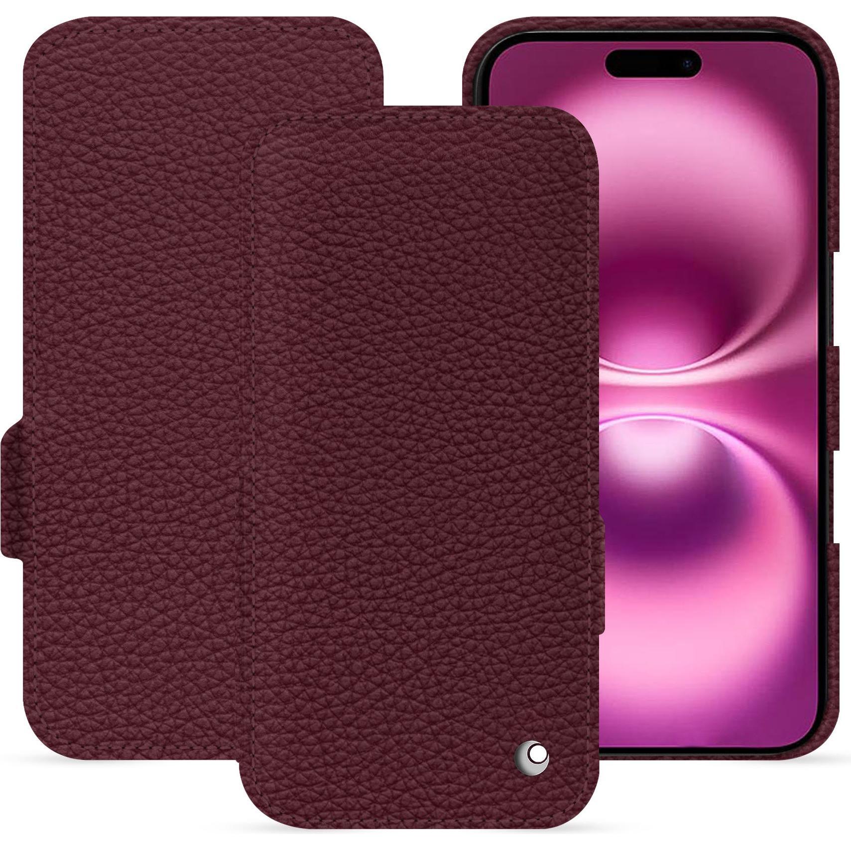 Noreve Lederschutzhülle horizontal (Apple iPhone 16 Plus), Smartphone Hülle, Violett