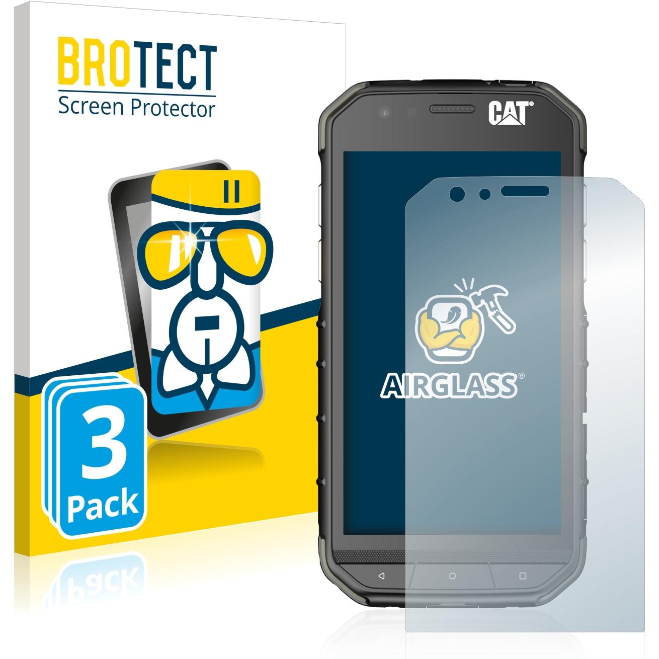 BROTECT AirGlass Panzerglasfolie (3 Stück, CAT S31), Smartphone Schutzfolie, Transparent