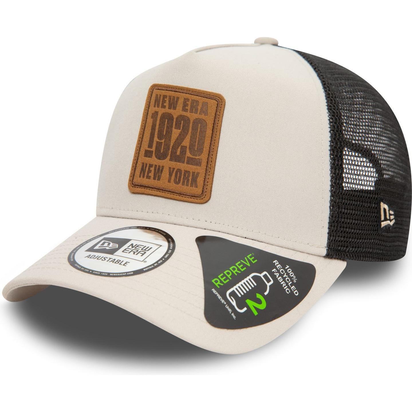 New Era, Herren, Cap, Repreve A-Frame Trucker Cap - BRAND PATCH stone, Beige, (One Size)