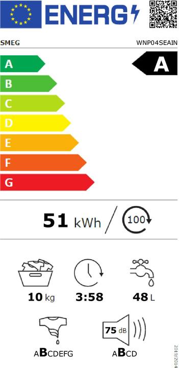 Energie-Label Smeg Vaskemaskine WNP04SEAIN (10 kg, Links)