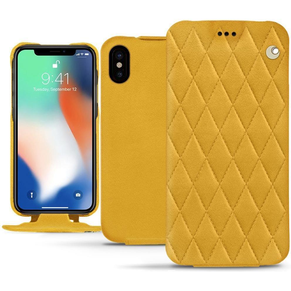 Noreve Lederschutzhülle vertikal (Apple iPhone XS Max), Smartphone Hülle, Orange