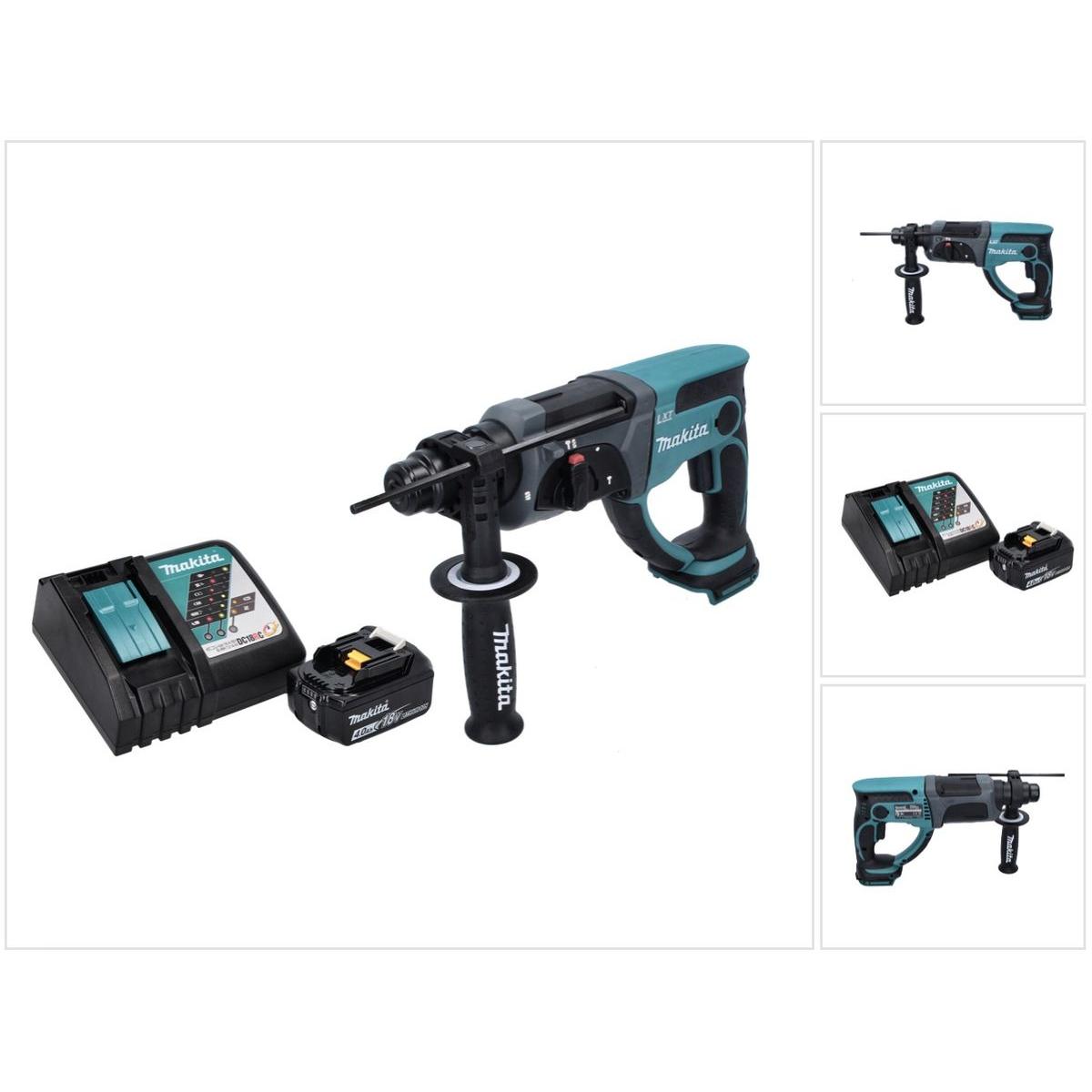 Makita, Bohrmaschine + Akkuschrauber, DHR 202 RM1 Akku Kombihammer 18 V 2,0 J SDS Plus + 1x Akku 4,0 Ah + Ladegerät (Akk...