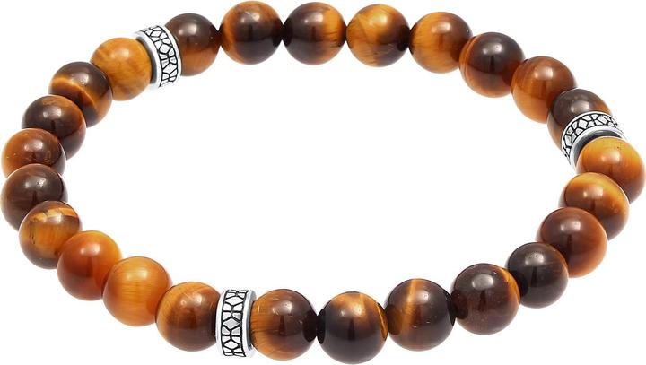 Immagine prodotto Kuzzoi Bracciale con pietre preziose, perle (23 cm, Plastico, Occhio di tigre, Argento 925)