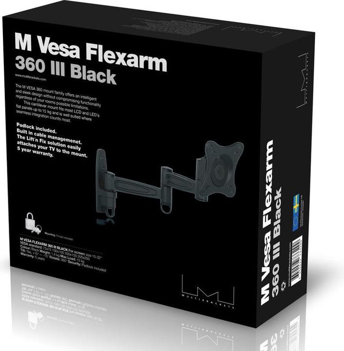 Actual product image Multibrackets M VESA flexible arm 360 III Black 75 100 200 (Wall, 32", 15 kg)