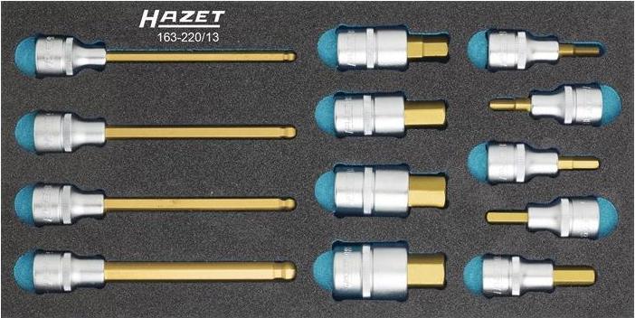 Actual product image HAZET Screwdriver socket set 163-220/13 ∙ Square, hollow 12.5 mm (1/2 inch) ∙ Inside hexagon profil… (10 mm)