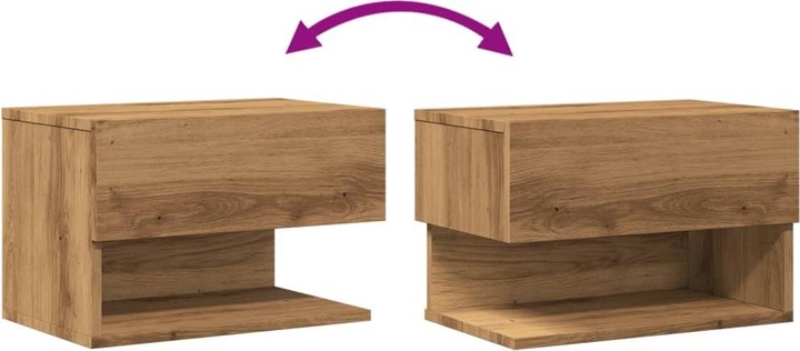Produktbild VidaXL Wand Nachttisch Nachtschrank Nachtkommode Hängend 2 Stk. Artisan-Eiche (46 x 29.5 x 30 cm)