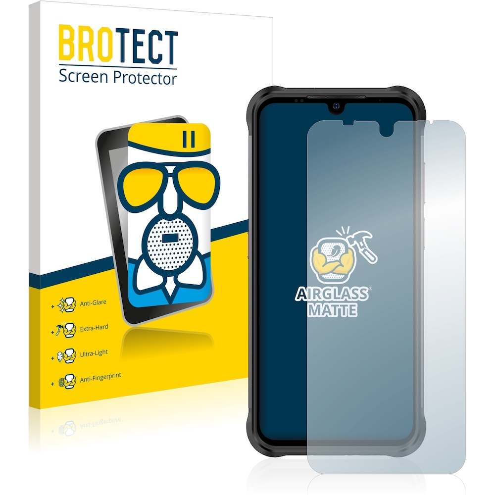 BROTECT AirGlass Panzerglasfolie Matt (1 Stück, Ulefone Power Armor 14 Pro), Smartphone Schutzfolie, Grau