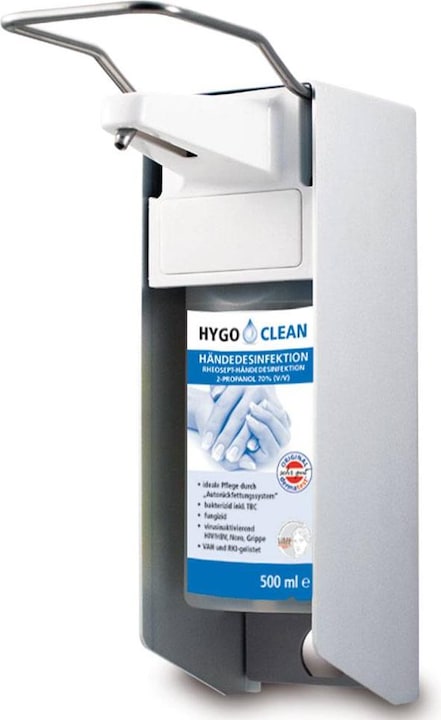 Immagine prodotto Mailmedia AlpineX® Dispenser per disinfettanti ALU pompa in plastica e leva a braccio corto - 1000 ml