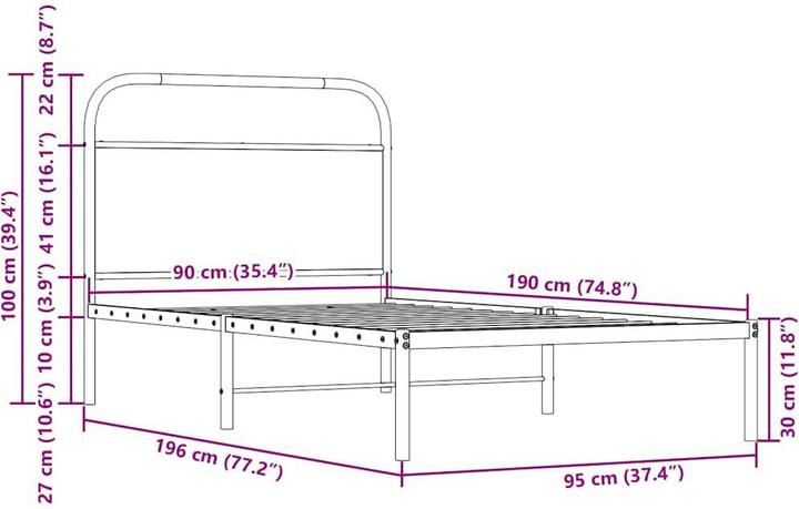 Produktbild vidaXL Bettgestell (90 x 190 cm)