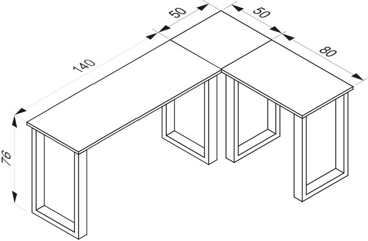 Produktbild VCM Eckschreibtisch Lona Tiefe 50 cm U Alu Silber (190 x 130 x 50 cm)