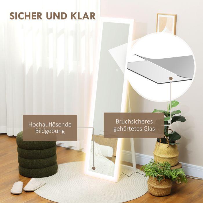 Immagine prodotto Swisshandel24 Ganzkörperspiegel 40 x 160 cm Standspiegel mit LED Lichte, Wandspiegel Weiss (40 x 160 cm)