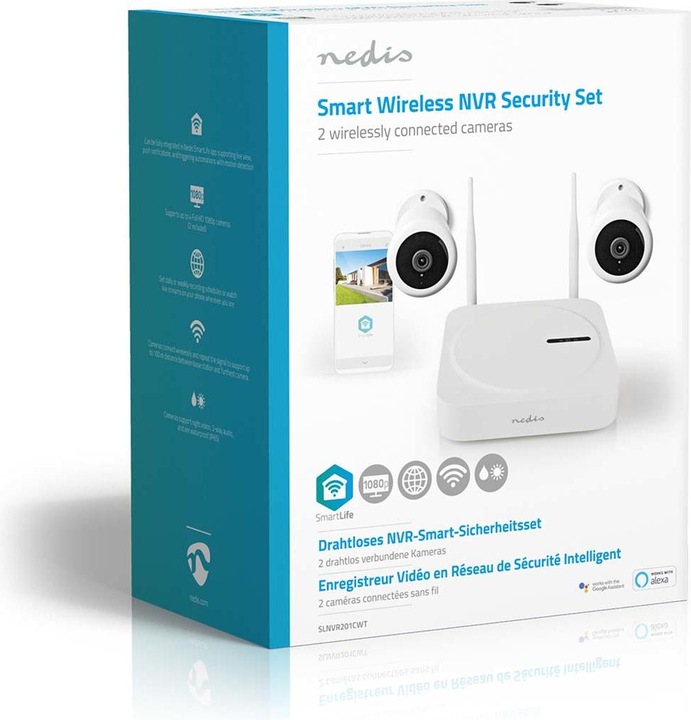 Actual product image Nedis SmartLife Wireless Camera System 2X Camera Full HD with Night Vision, IP65, SLNVR201CWT (1920 x 1080 Pixels)