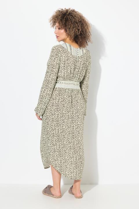 Image du produit Ulla Popken Robe midi décolleté en V et manches longues, coupe évasée (60)