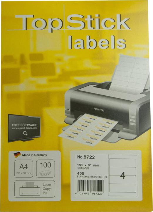 Produktbild TopStick TOP STICK Ordnerrcken-Etiketten, 192 x 61 mm, weiá