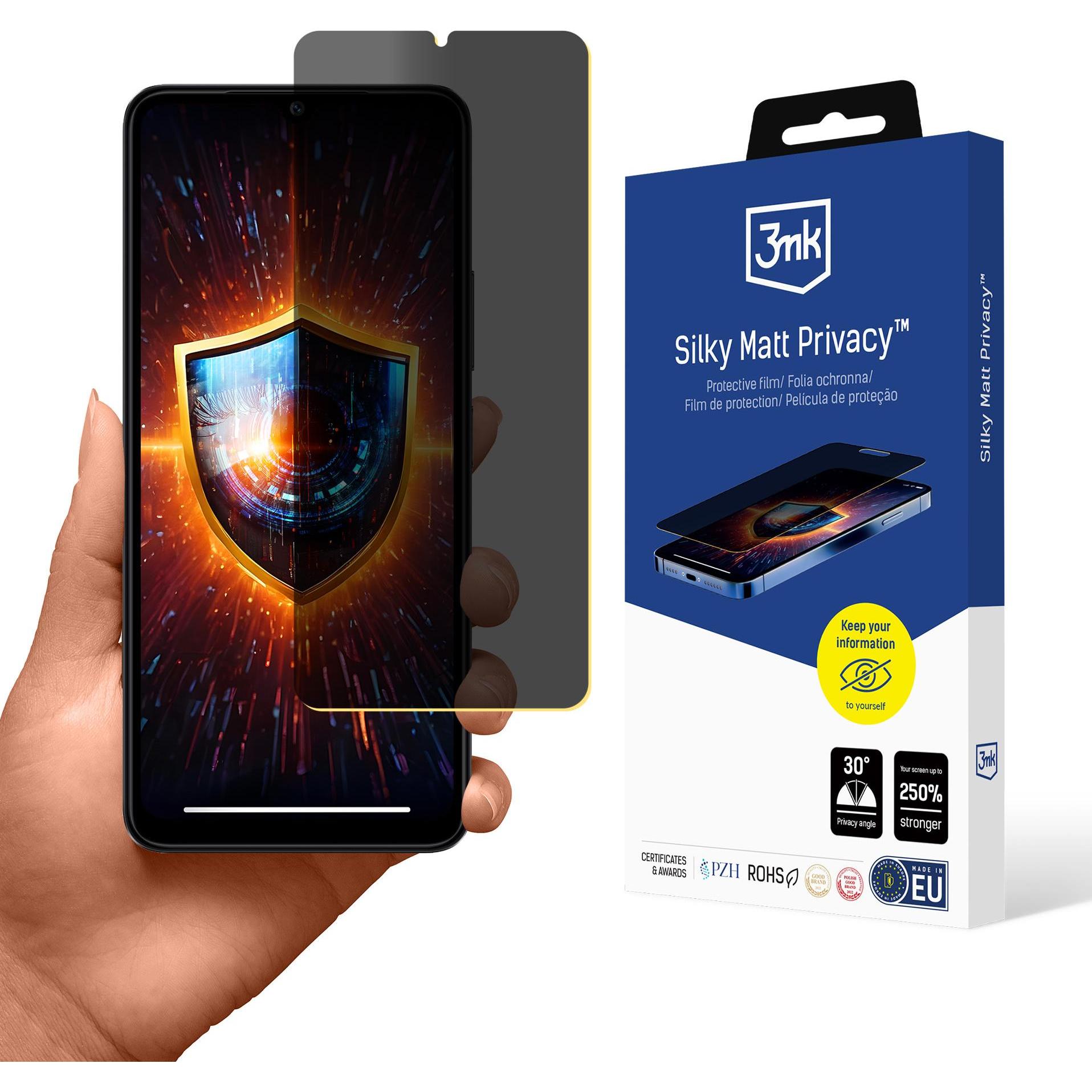 3MK Redmi A3 - Silky Matt Privacy (1 Stück, Xiaomi Redmi A3), Smartphone Schutzfolie, Grau