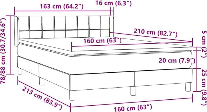Produktbild vidaXL Boxspringbett (160 x 210 cm)