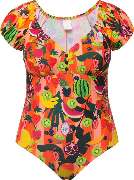Immagine prodotto Ulla Popken Costume da bagno con frutta, coppe morbide e mezze maniche a sbuffo (50)