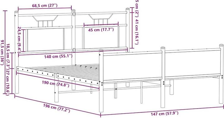 Image du produit vidaXL Bettgestell (140 x 190 cm)