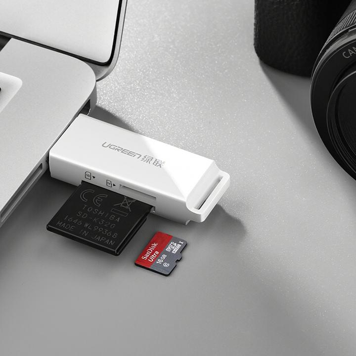 Actual product image Ugreen CM104 SD/microSD USB 3.0 memory card reader (white) (USB 3.0)