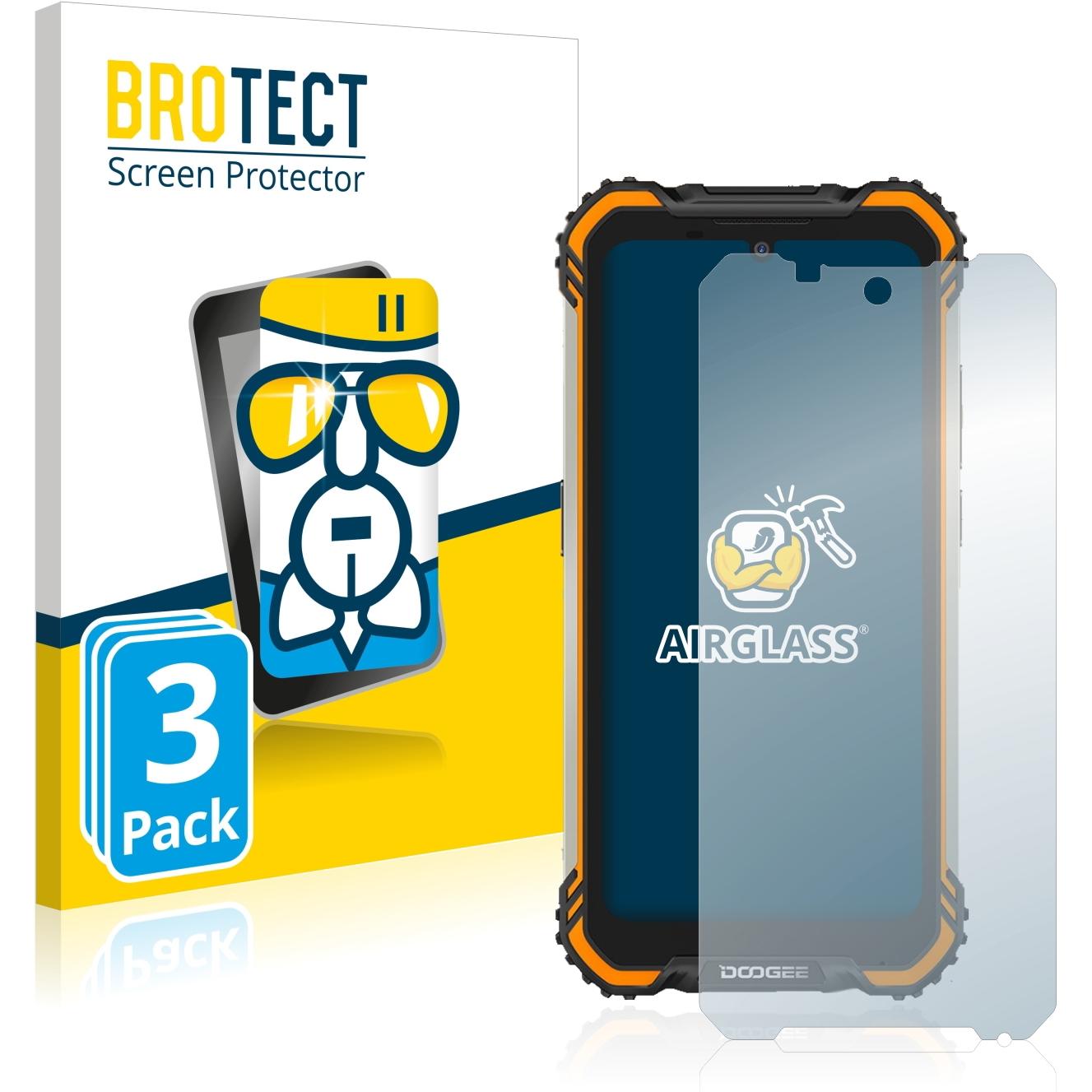 BROTECT AirGlass Panzerglasfolie (3 Stück, Doogee S58 Pro), Smartphone Schutzfolie, Transparent