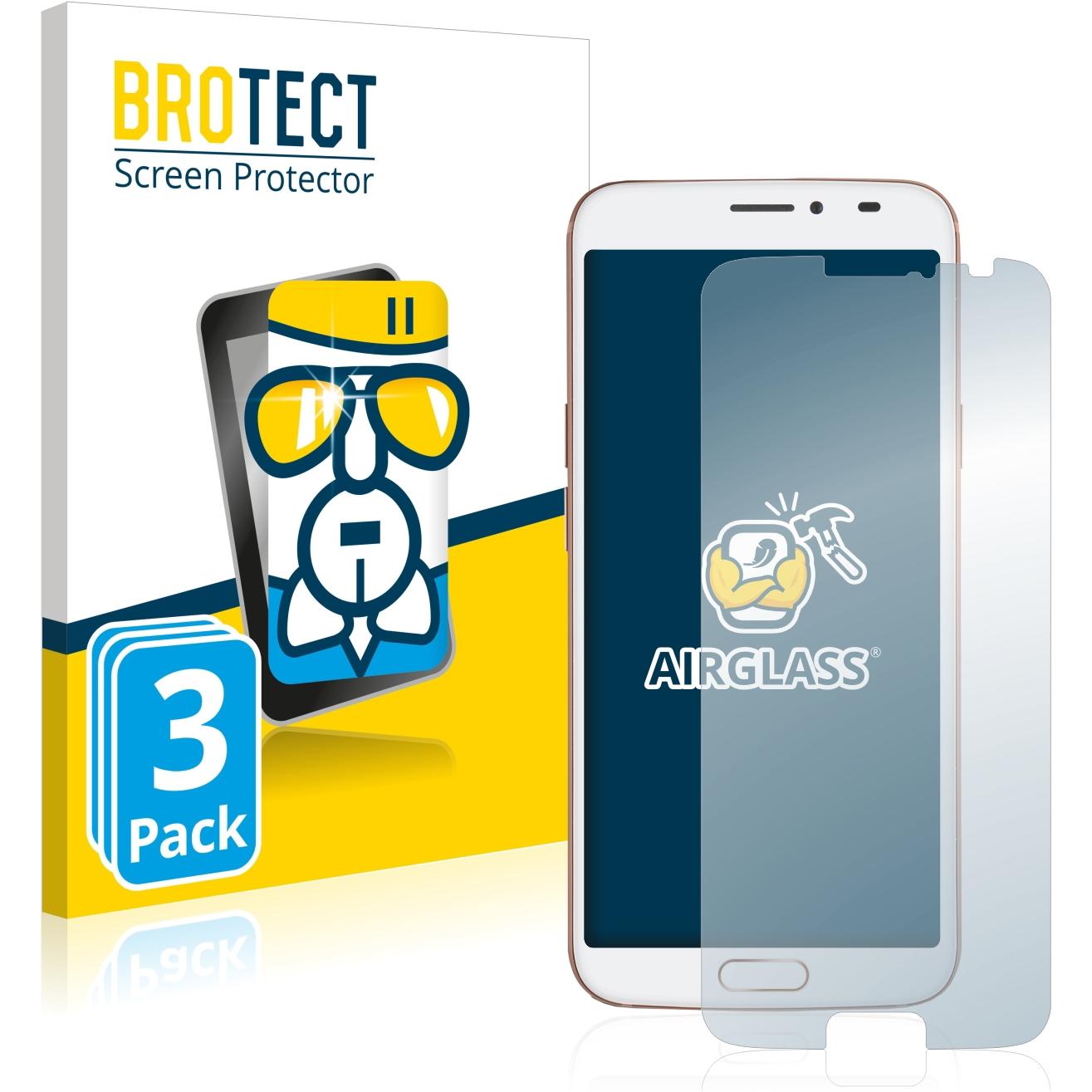 BROTECT AirGlass Panzerglasfolie (3 Stück, Doro 8080), Smartphone Schutzfolie, Transparent