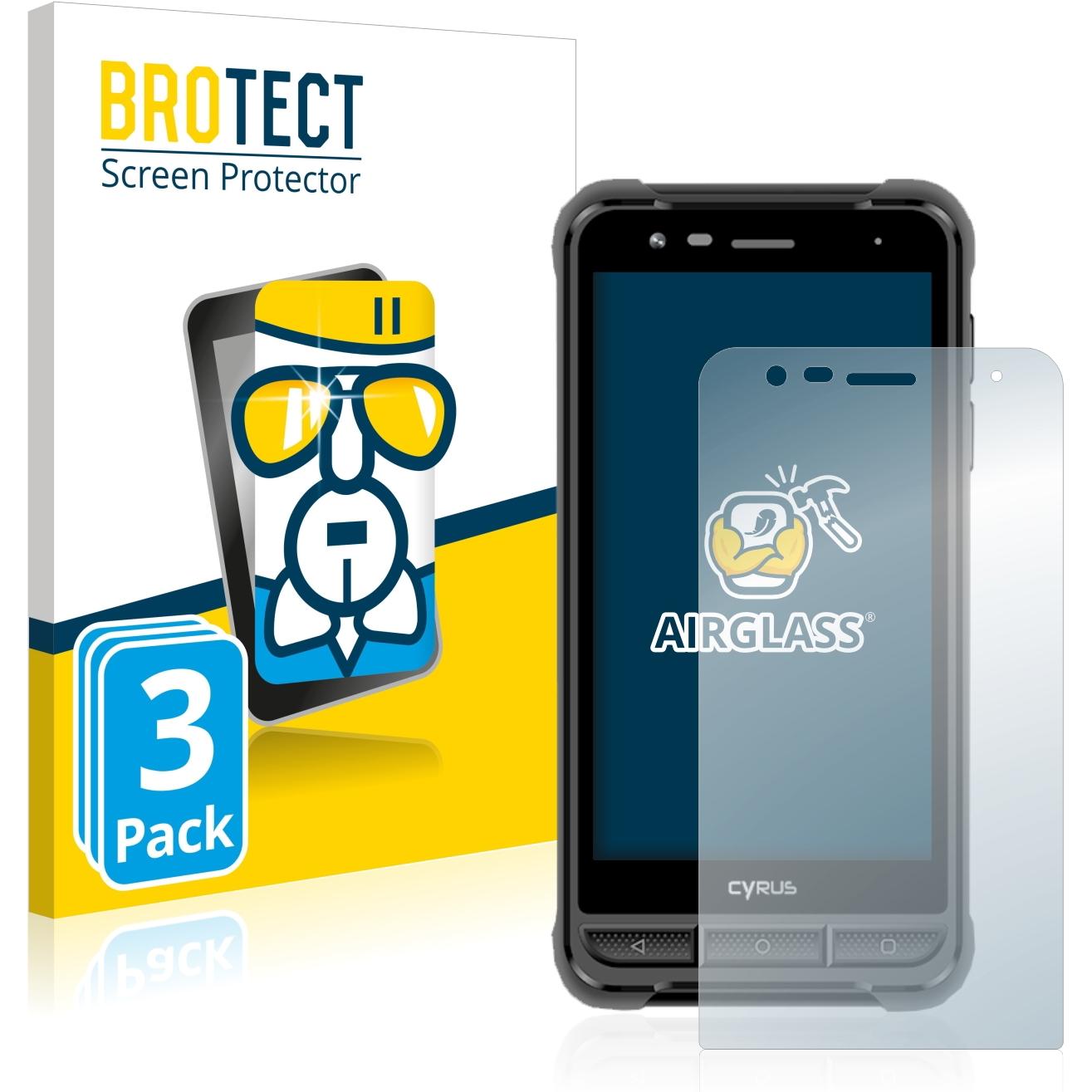 BROTECT AirGlass Panzerglasfolie (3 Stück, Cyrus CS 22 XA), Smartphone Schutzfolie, Transparent