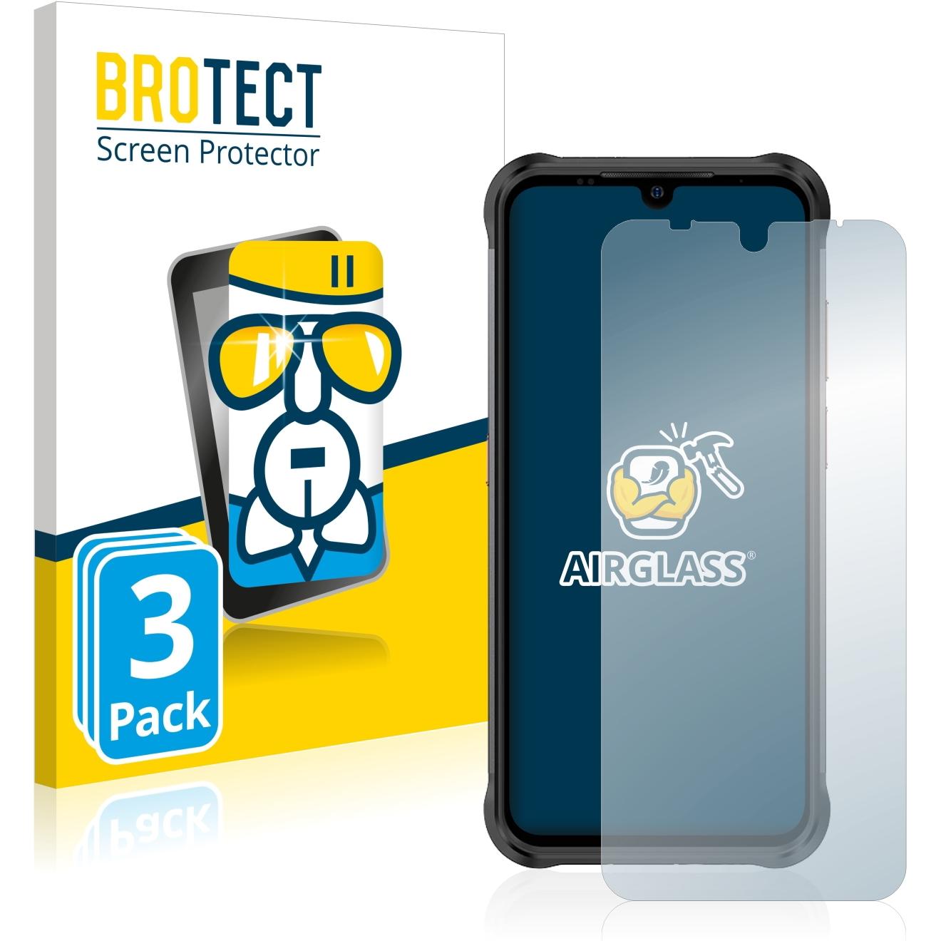 BROTECT AirGlass Panzerglasfolie (3 Stück, Ulefone Power Armor 14 Pro), Smartphone Schutzfolie, Transparent