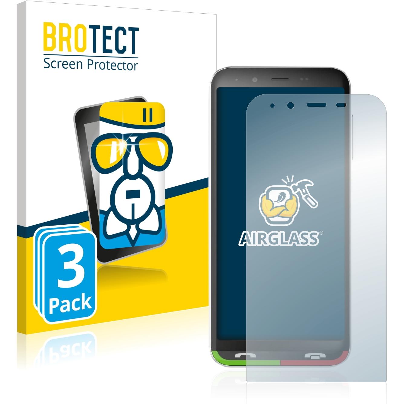BROTECT AirGlass Panzerglasfolie (3 Stück, Emporia SUPEReasy), Smartphone Schutzfolie, Transparent