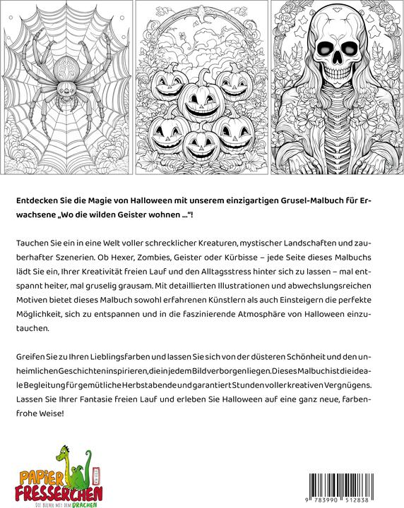 Actual product image Where the wild spirits live... Halloween colouring book for adults