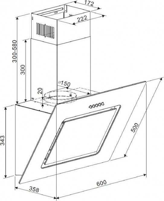 Produktbild Avetoe 852 - Dunstabzugshaube Kopffreihaube weiss 60cm