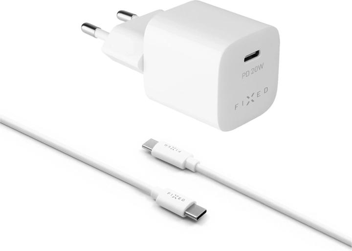 Fixed Mini chargeur de voyage 20W+ Câble USB-C/USB-C, blanc (20 W, 1 portion)