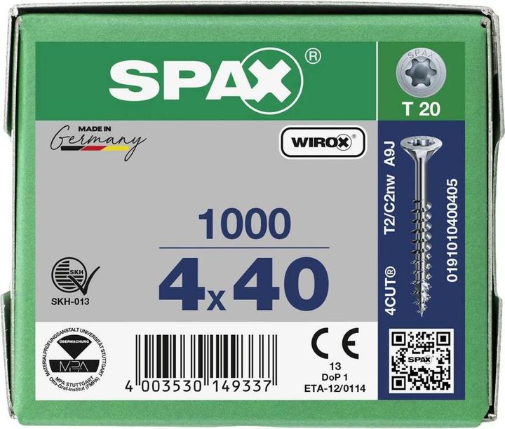 Produktbild Spax Spanplattenschrauben SK T20 4,0x40 mm (1000 Schrauben pro Stück)