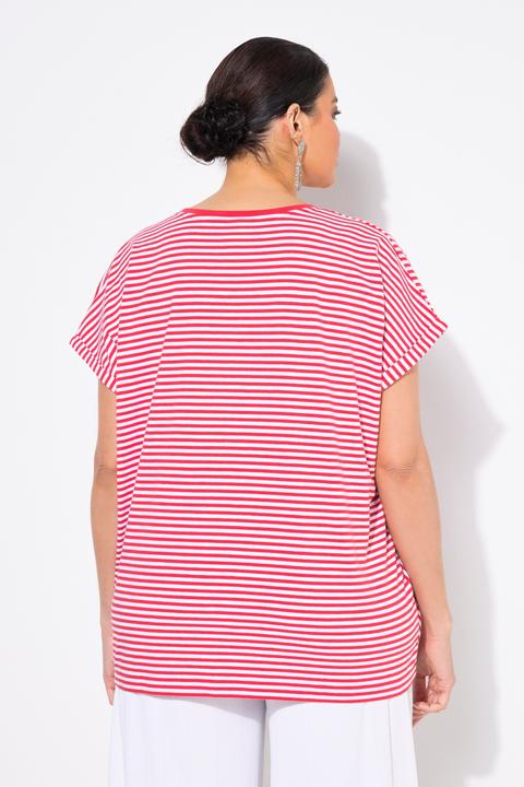 Produktbild Ulla Popken Shirt, Ringelmix, Oversized, V-Ausschnitt, Halbarm (46, 48)