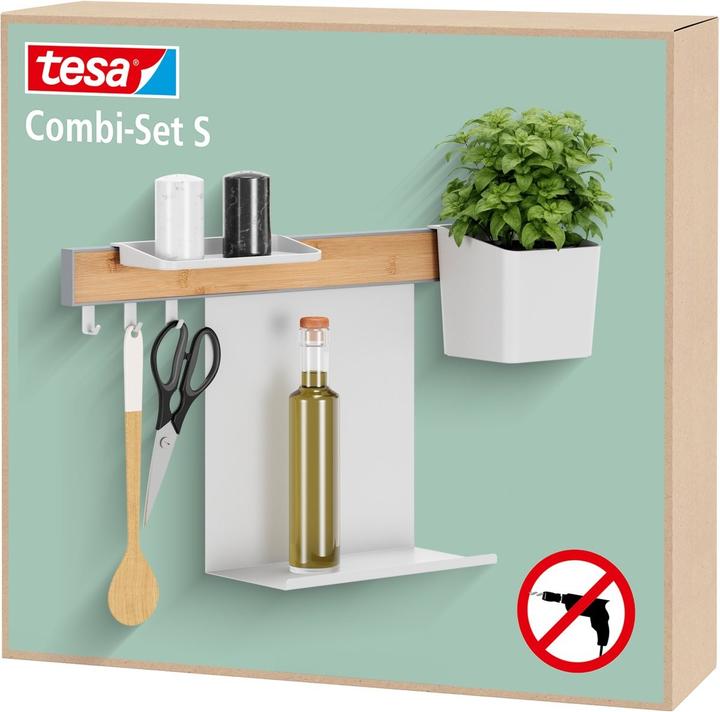 Produktbild tesa Küchenorganizer Kombi-Set S zum Kleben, Montage ohne Bohren