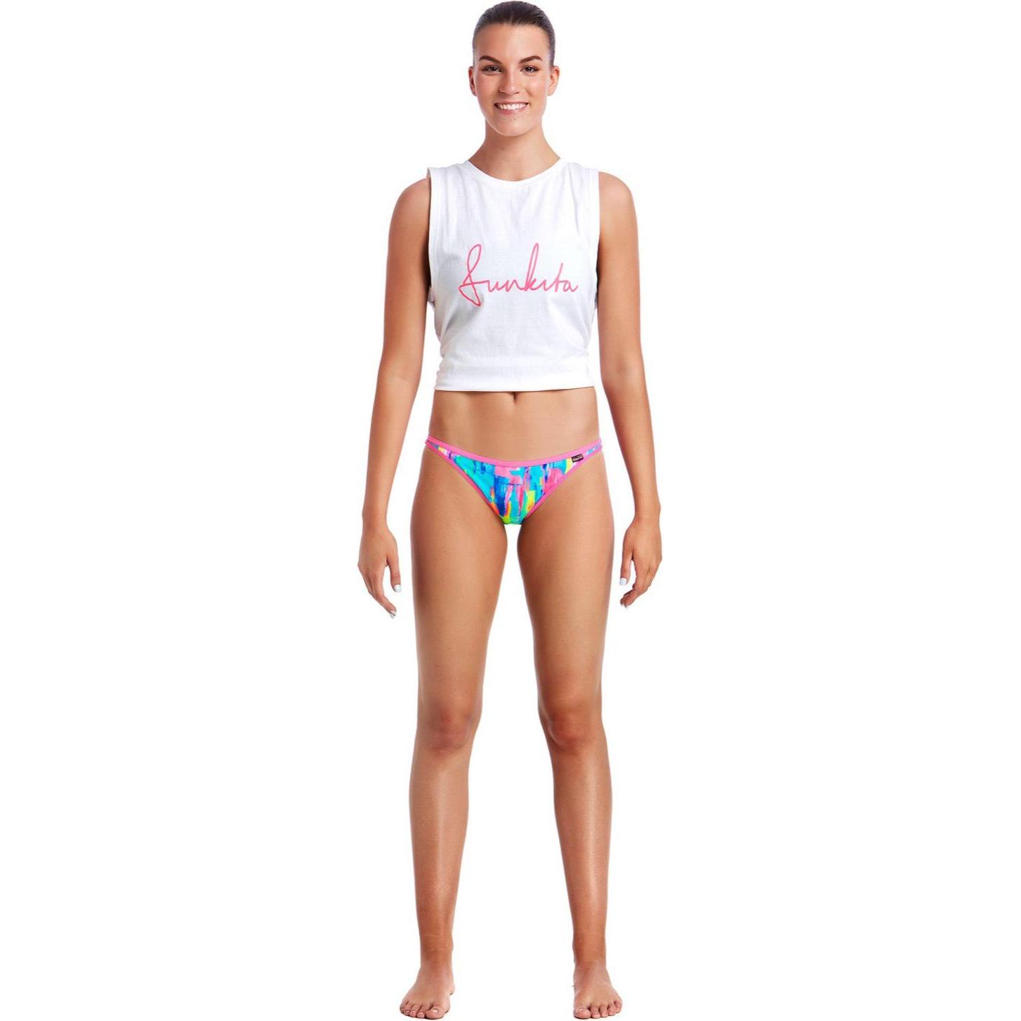 Funkita, Damen, Badeanzug, mini-badeanzugsstrümpfe impressionista brief, Mehrfarbig, (36)
