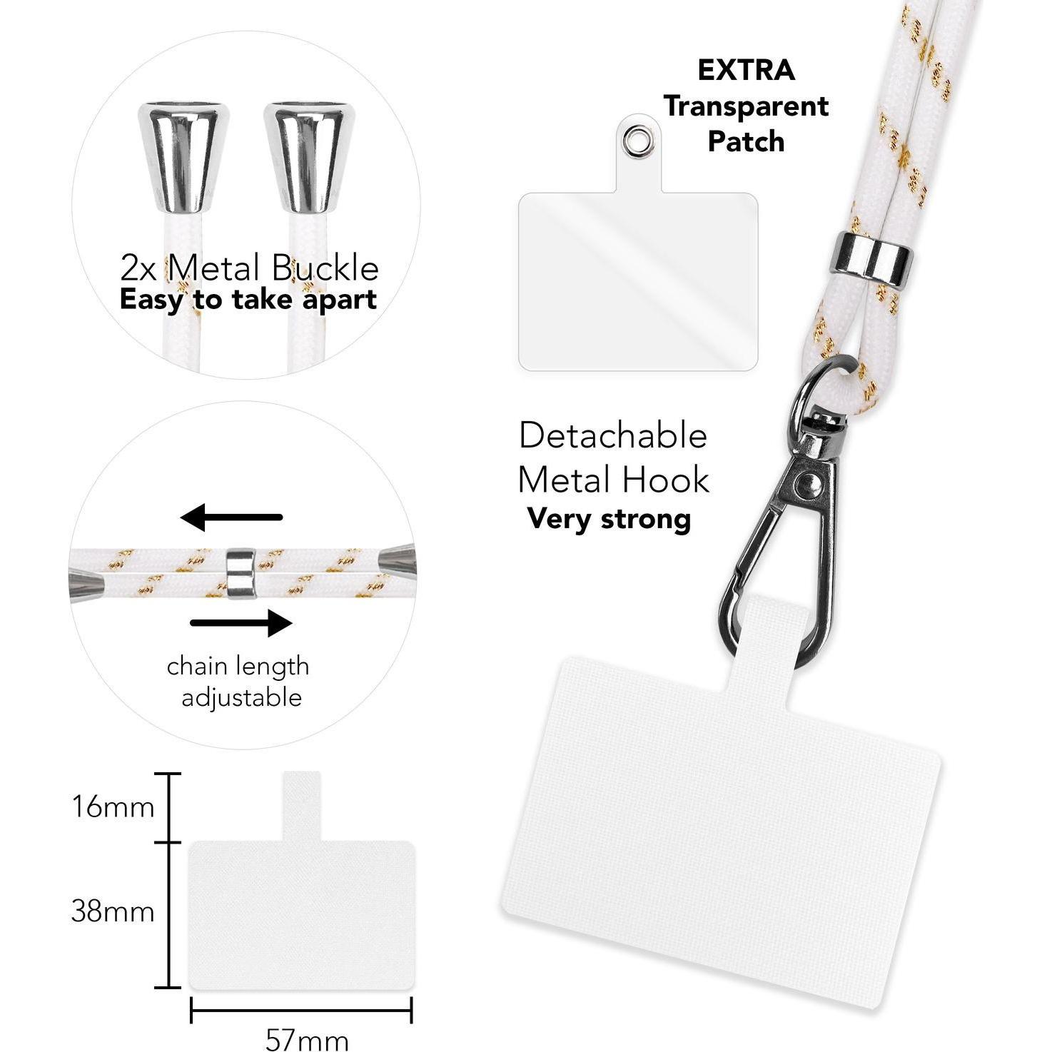 Thumbnail - Nalia Universal Handykette zum Umhängen mit Pad, Handykette, Weiss
