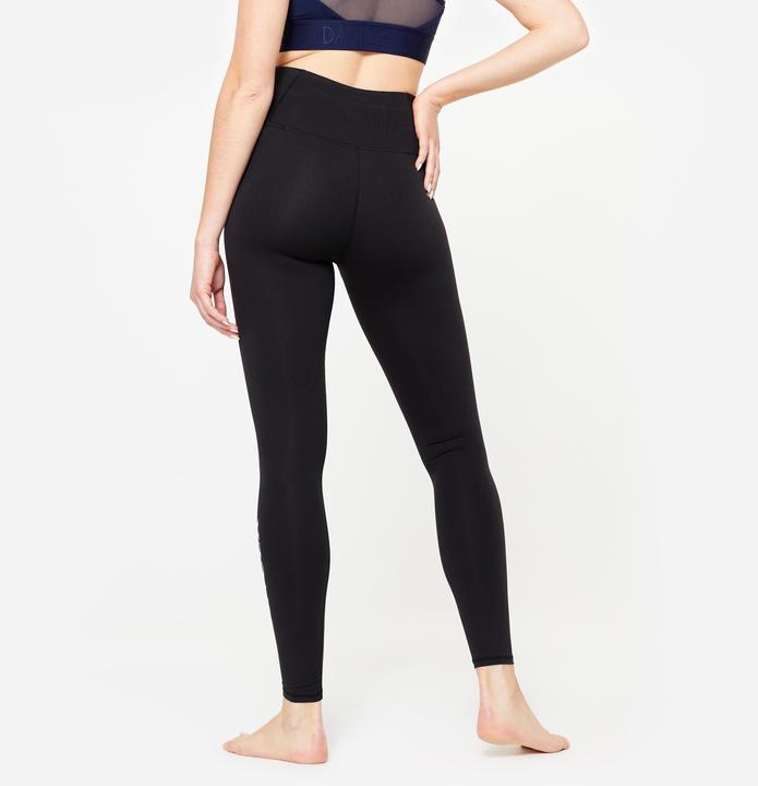 Produktbild Domyos Tanz-Leggings Damen flacher hoher Taillenbund Modern Dance - schwarz