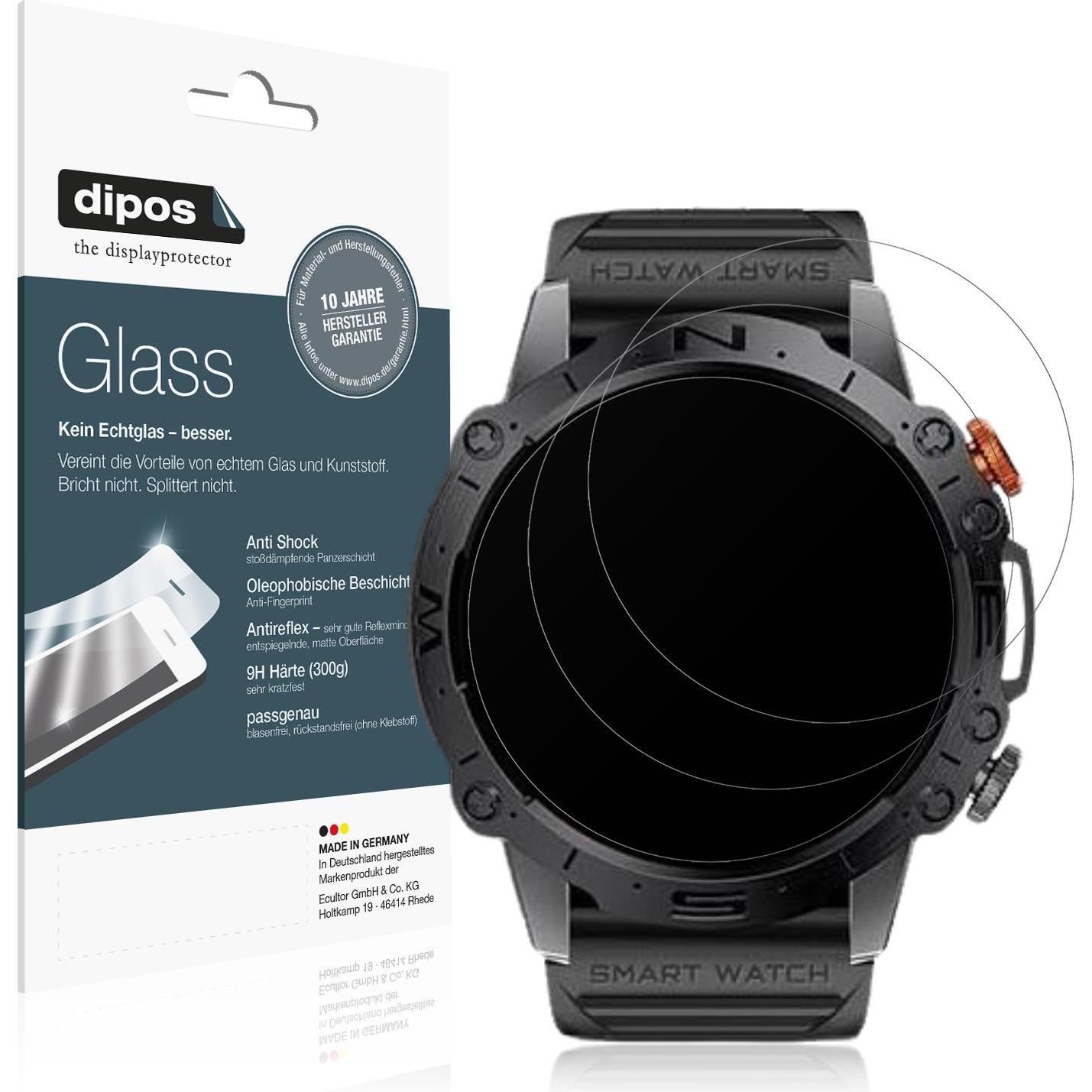 Dipos Anti-Shock Displayschutz Matt 9H, Smartwatch Schutzfolie, Transparent