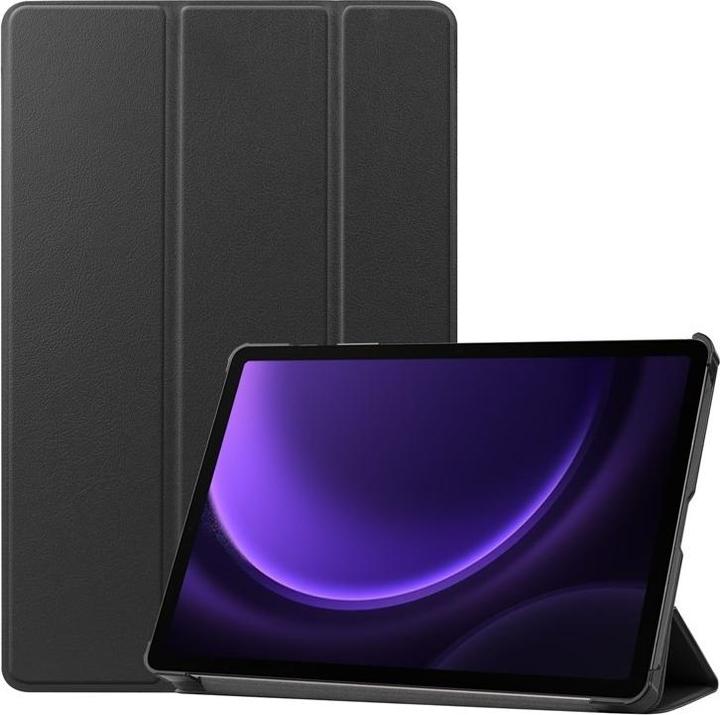 Apfelkiste Galaxy Tab S10 FE/S9 FE Flipcase Ledertasche mit Ständer + S-Pen, Schwarz (Galaxy Tab S9 FE)