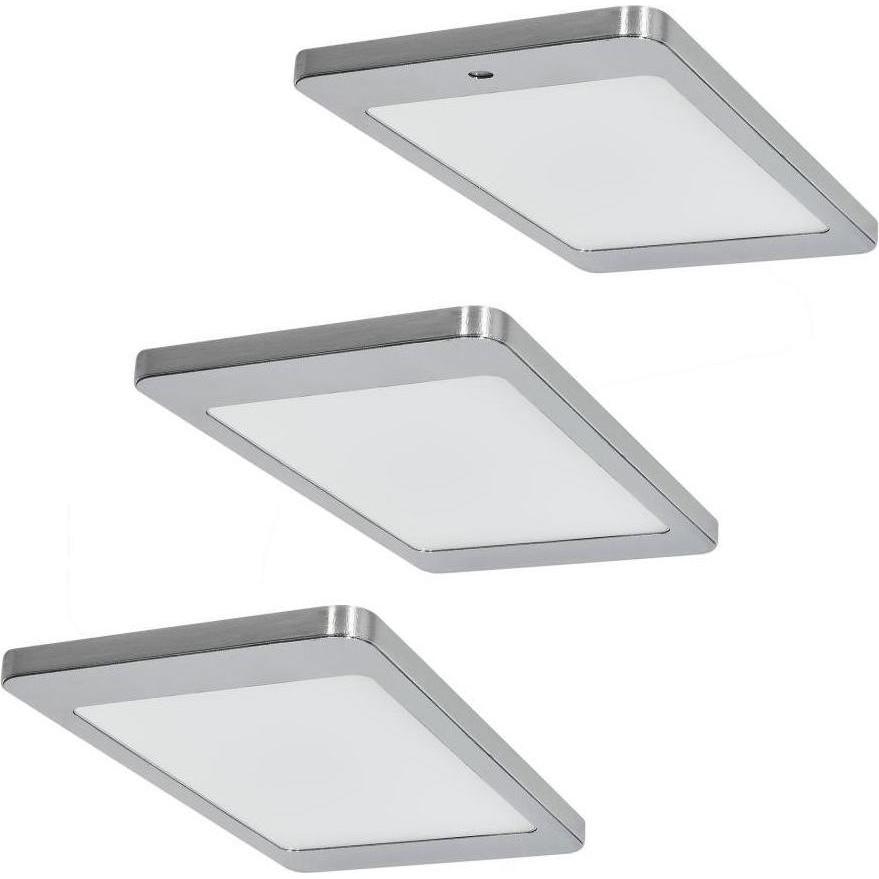 Brinkdöpke, Wandleuchte + Deckenleuchte, 3er-Set LED Leuchte KYRA 3x4,8W, Edelstahl-Optik, 3500K warmweiss (399 lm)
