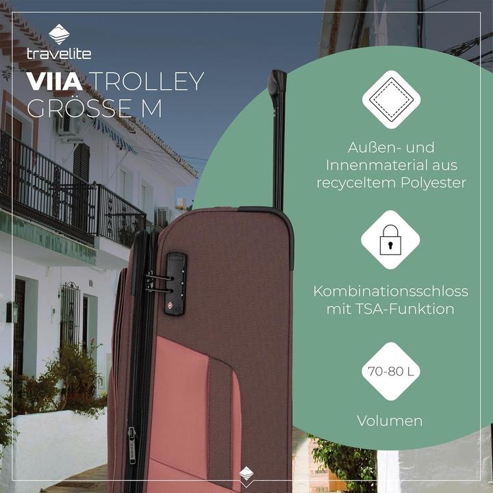 Image du produit Travelite Trolley + valise Viia 4w Trolley M (70 l)