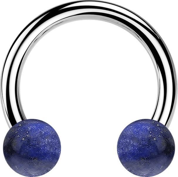 Actual product image Star Piercing Micro Circular Barbell Innengewinde silber mit zwei Kugeln Sodalith Stein (without brass, Mineral, Surgical steel 316L)