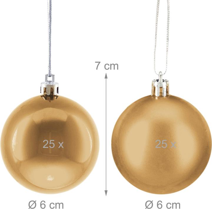 Actual product image Relaxdays - Weihnachtskugeln 50er Set, Gold/ Silber, 7 x 6 cm (50 -part)