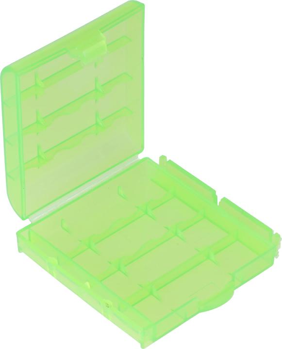 AccuCell Aufbewahrungsbox für 4x AA Mignon oder 4x 14500 Akkus, max. Batterielänge 50,6mm, grün