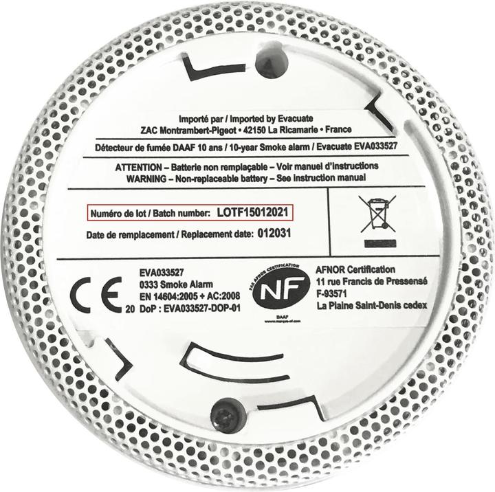 Actual product image Evacuate Mini smoke detector EVA033527